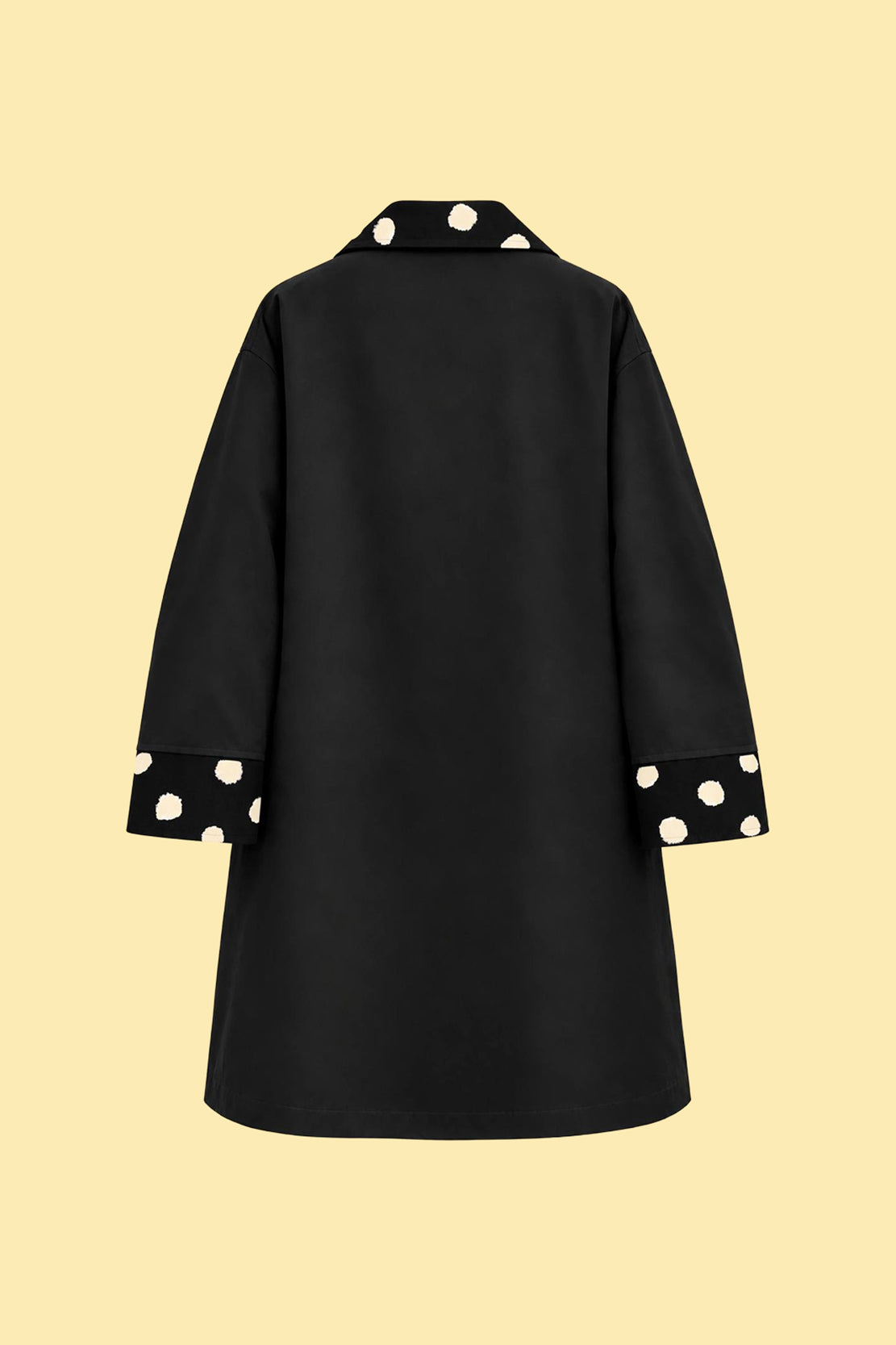 Polka Dot Collar Long Coat