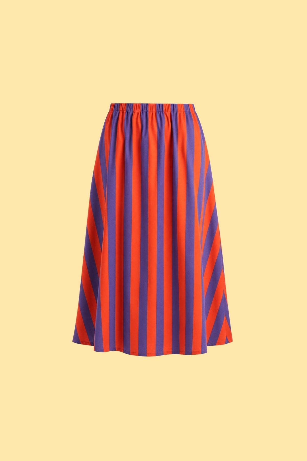 Elastic Waist Midi Skirt