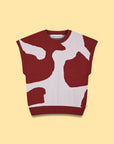Printed Crew Neck Knit Vest