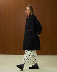 Polka Dot Collar Long Coat