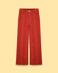 Cotton High Waist Straight Leg Pant