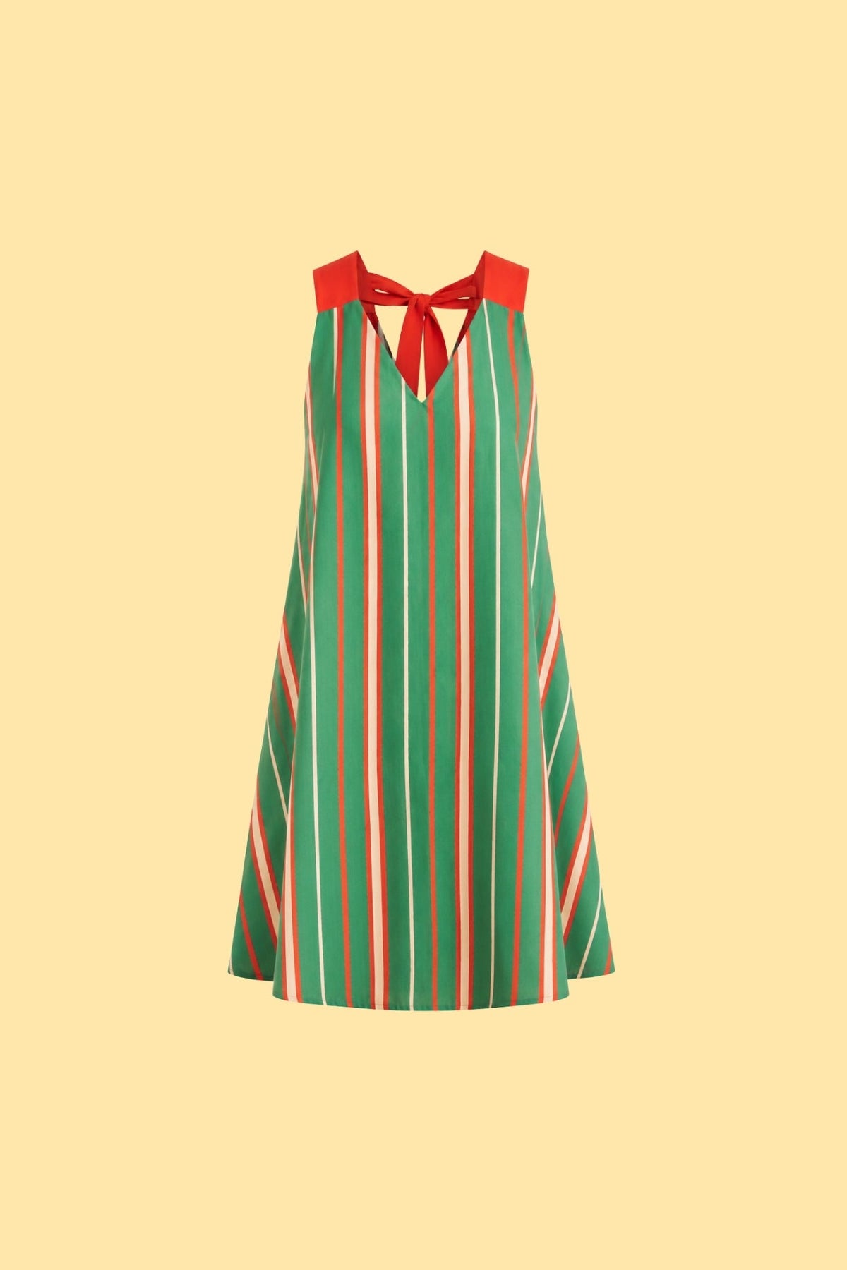 Sleeveless V Neck Dress With Bow Detail