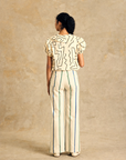 Short Sleeve Elastic Waist Blouse
