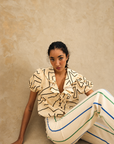 Short Sleeve Elastic Waist Blouse