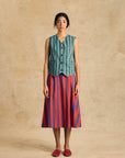 Elastic Waist Midi Skirt