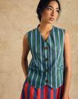Sleeveless V-Neck Vest With Binding Detail