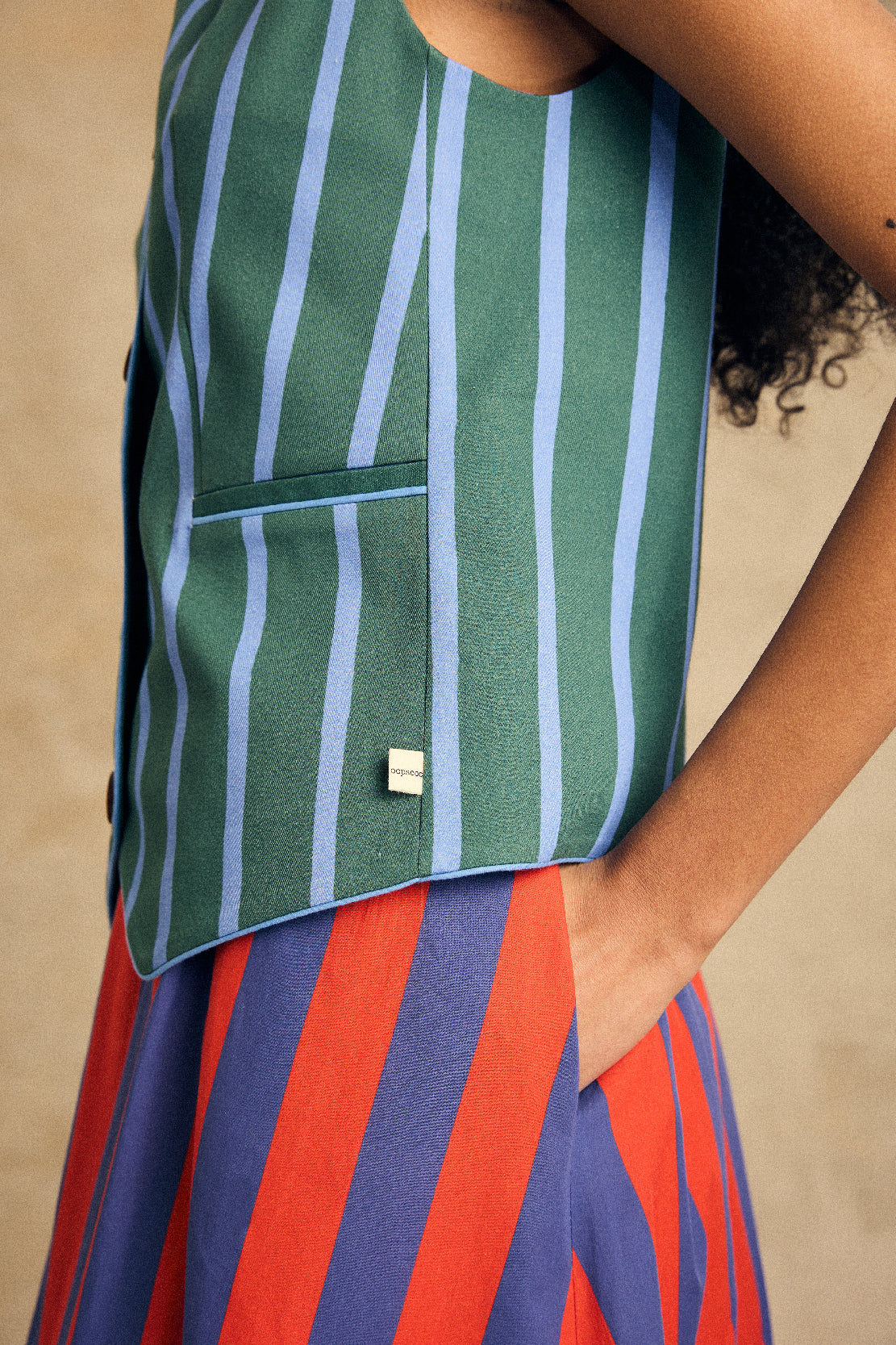 Sleeveless V-Neck Vest With Binding Detail