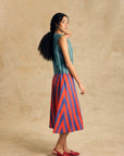 Elastic Waist Midi Skirt