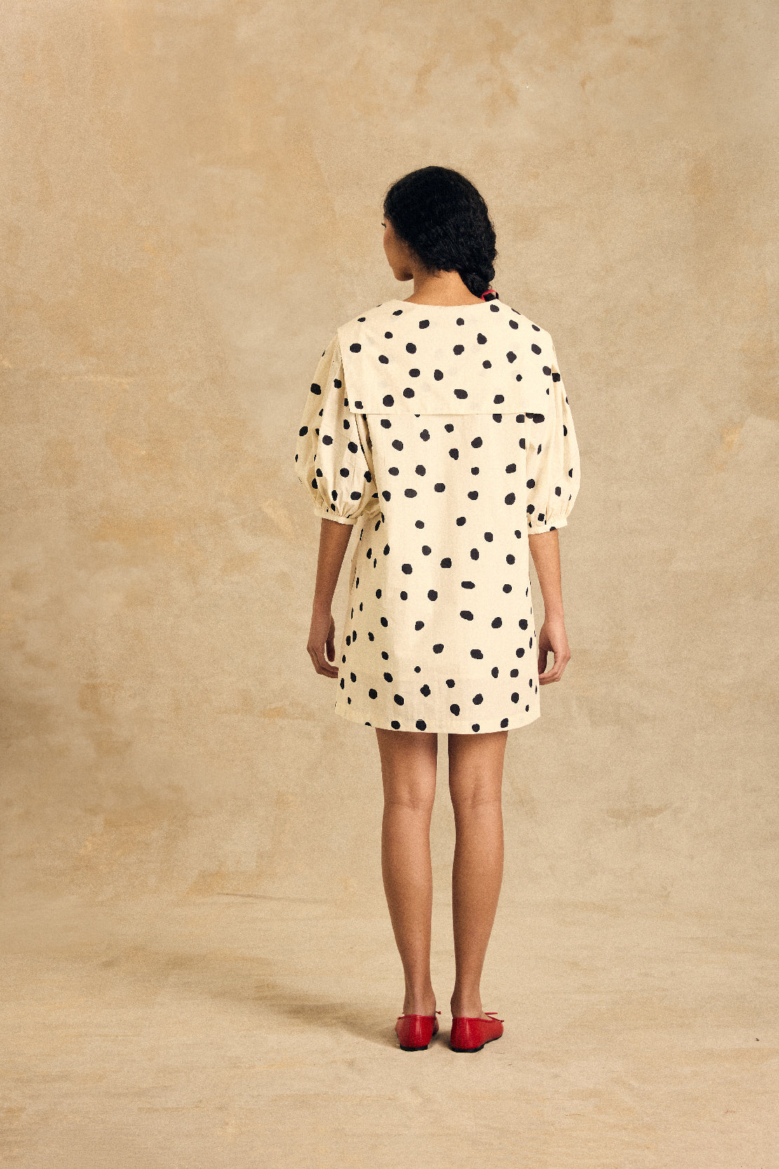 Puff Sleeve Dress With Tie Detail