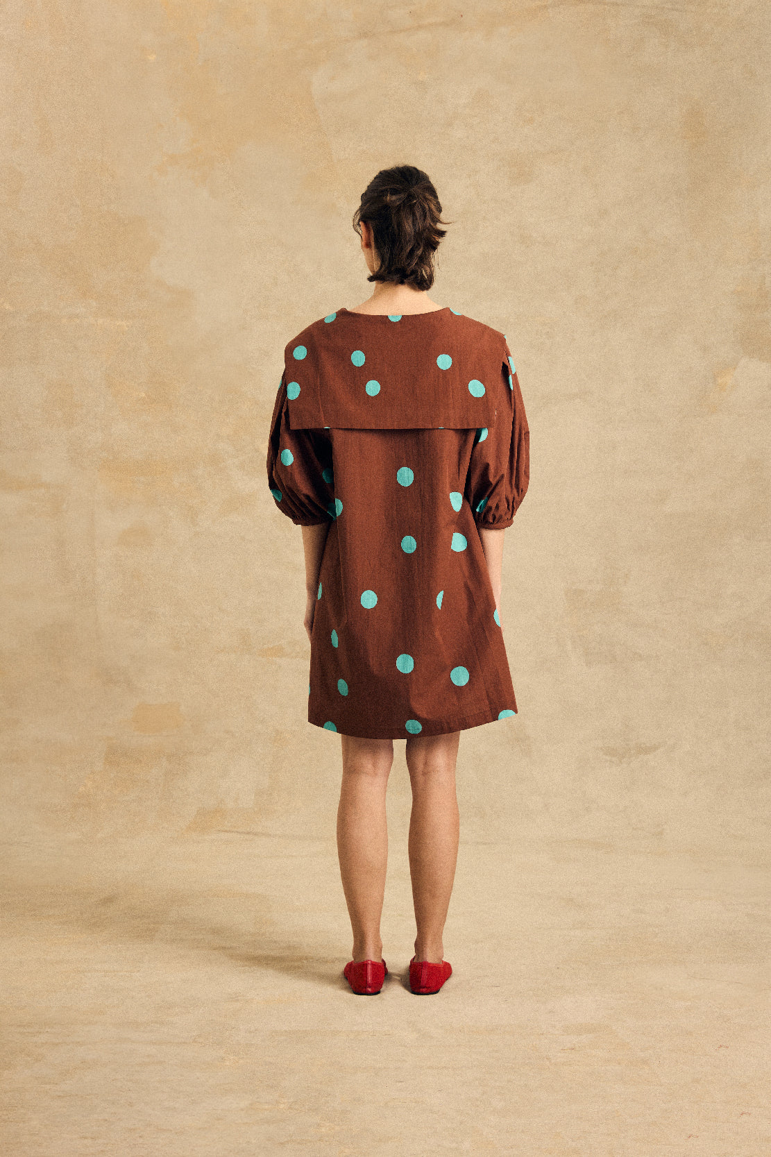 Puff Sleeve Dress With Tie Detail