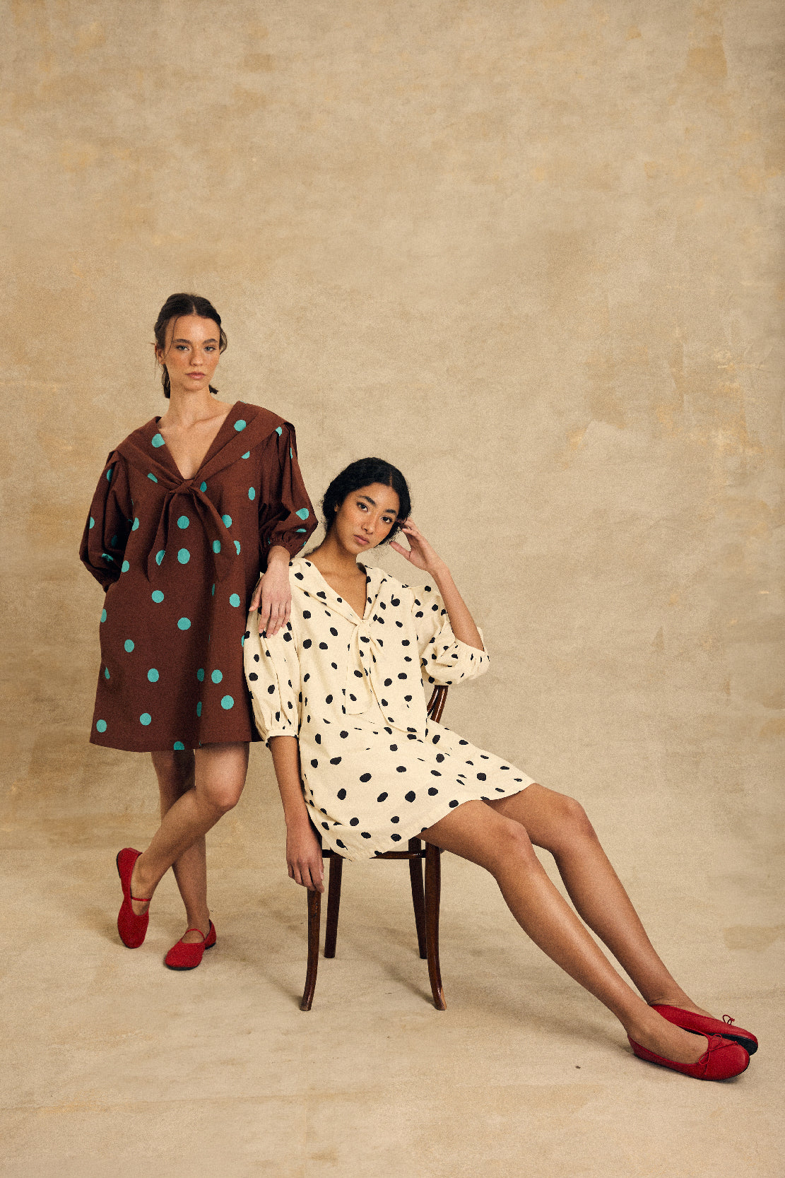 Puff Sleeve Dress With Tie Detail