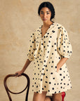 Puff Sleeve Dress With Tie Detail
