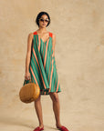 Sleeveless V Neck Dress With Bow Detail