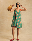 Sleeveless V Neck Dress With Bow Detail