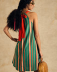 Sleeveless V Neck Dress With Bow Detail
