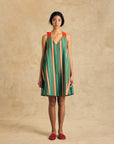 Sleeveless V Neck Dress With Bow Detail
