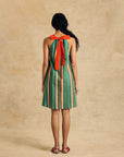 Sleeveless V Neck Dress With Bow Detail