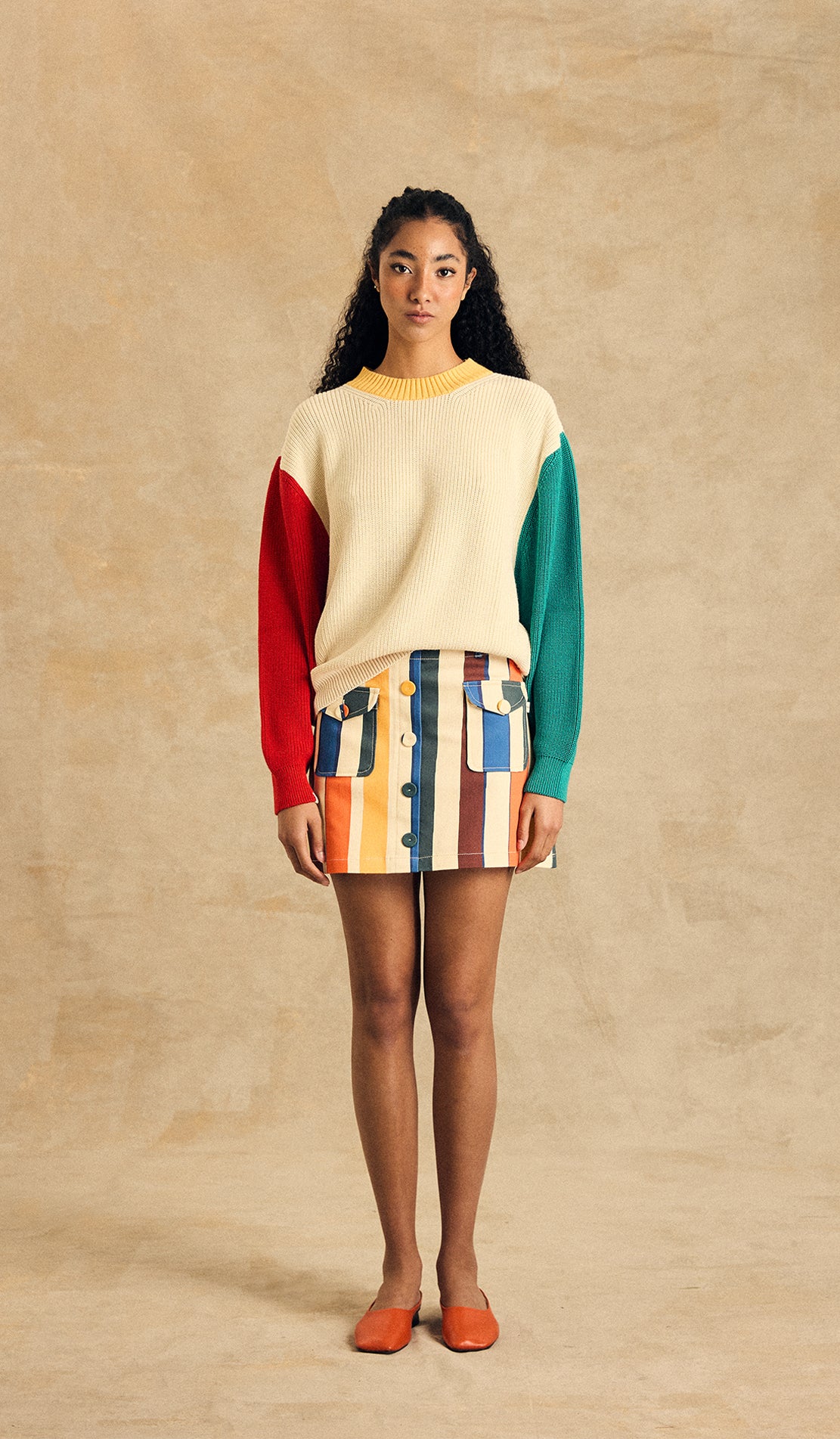 Button-Front Mini Skirt With Pocket Detail