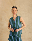Sleeveless V-Neck Vest With Binding Detail