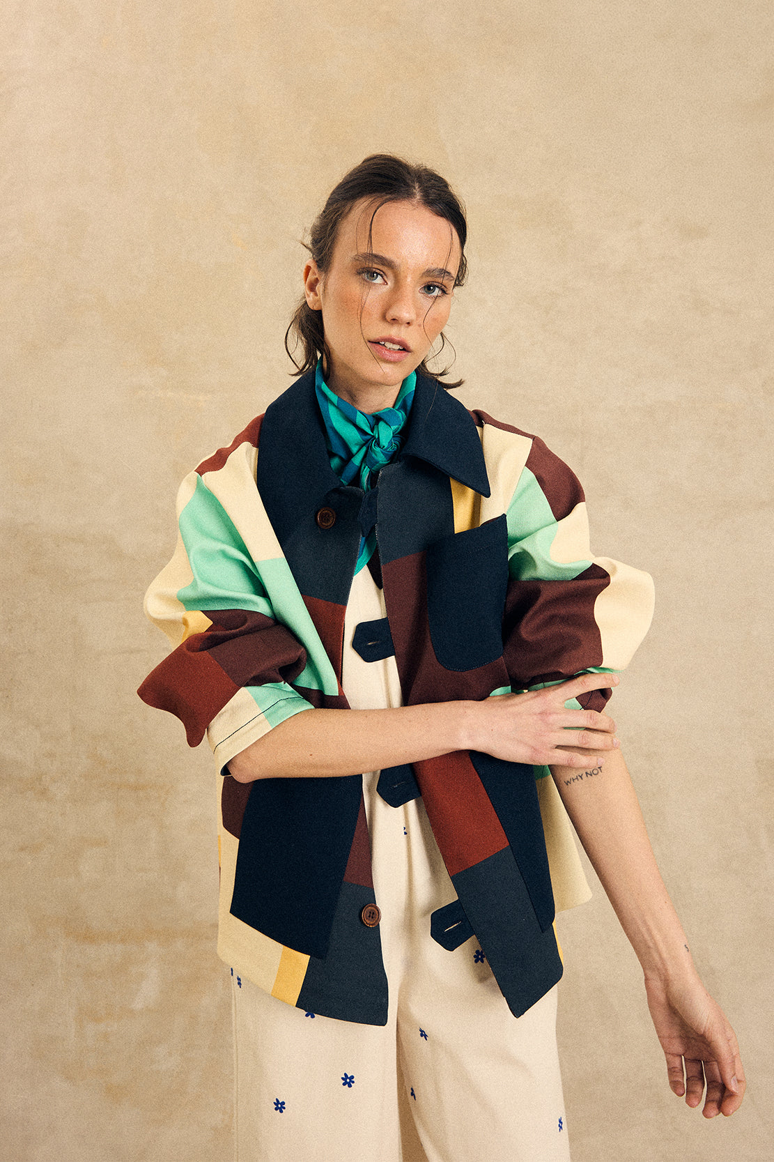 Colorblock Button-Up Jacket
