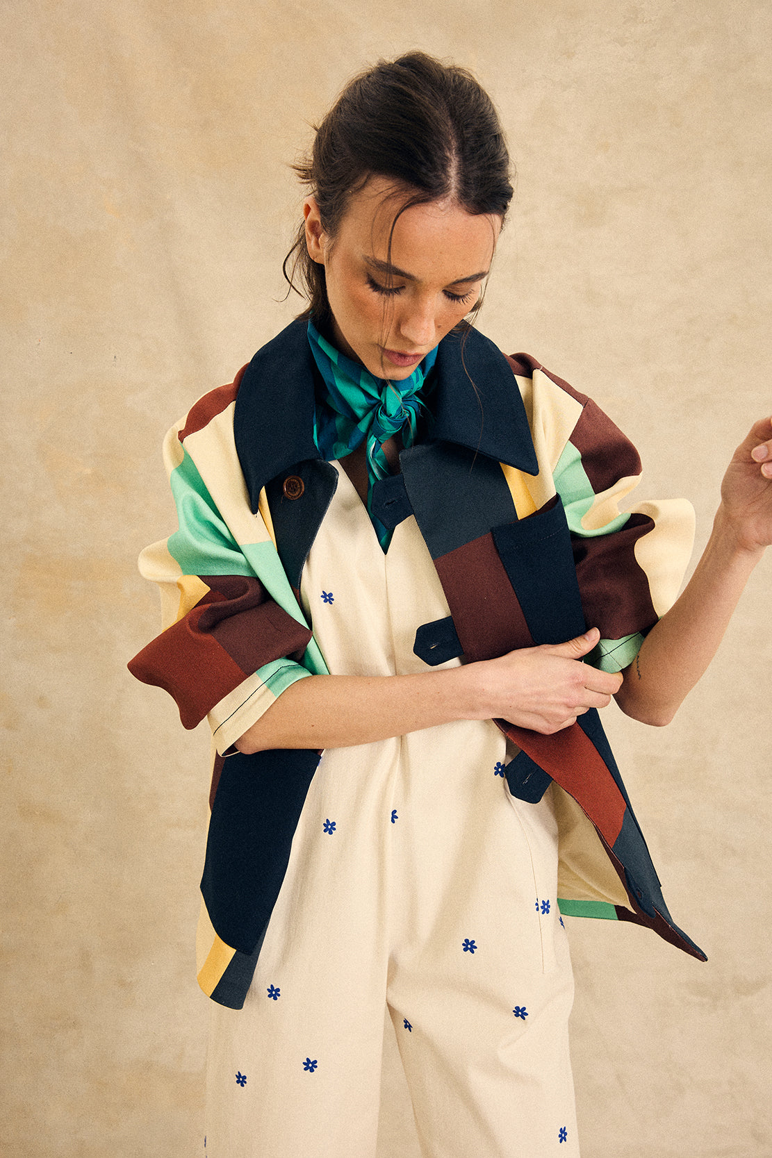 Colorblock Button-Up Jacket