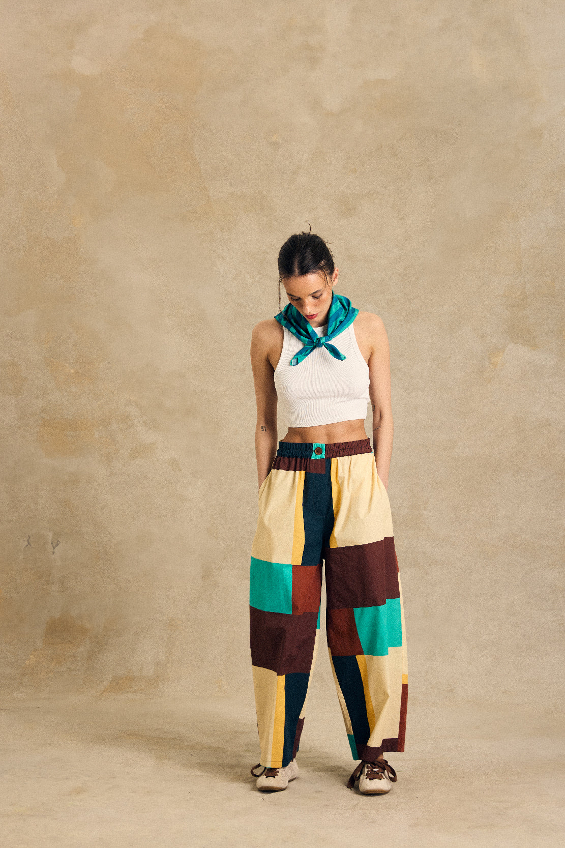 Elastic Waist Wide-Leg Pants