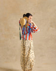 Wide-Leg Pants With Side Gathered Detail