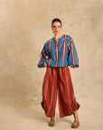 V Neck Blouse With Piping Detail