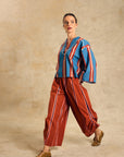 V Neck Blouse With Piping Detail