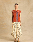 Wide-Leg Pants With Side Gathered Detail