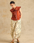 Wide-Leg Pants With Side Gathered Detail