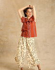 Wide-Leg Pants With Side Gathered Detail