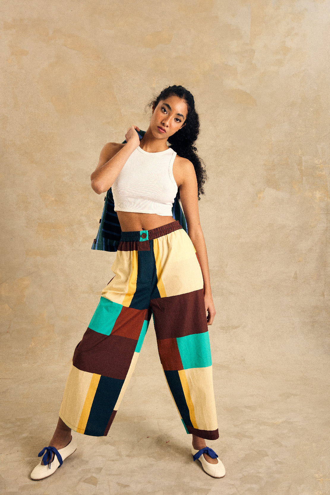 Elastic Waist Wide-Leg Pants