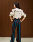 Cotton Ruffle Collar Shirt