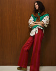 Cotton High Waist Straight Leg Pant