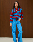 V Neck Striped Knit Cardigan