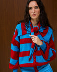 V Neck Striped Knit Cardigan