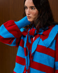 V Neck Striped Knit Cardigan
