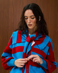 V Neck Striped Knit Cardigan