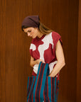 Printed Crew Neck Knit Vest
