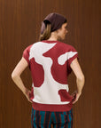 Printed Crew Neck Knit Vest