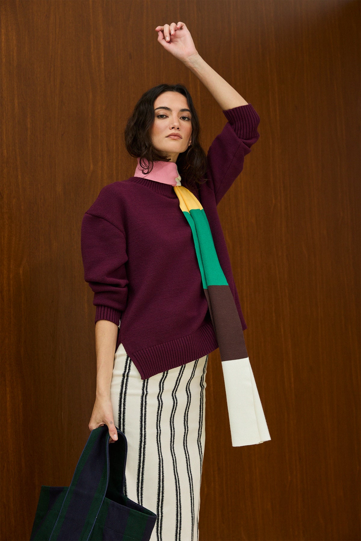 Striped Knit Scarf
