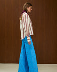 Cotton Round Neck Blouse With Back Button