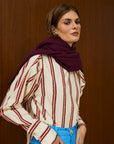 Cotton Round Neck Blouse With Back Button