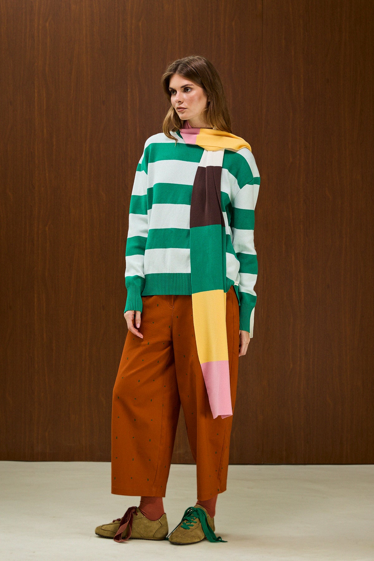 Striped  Crew Neck Knit Sweater