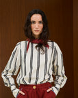 Cotton Round Neck Blouse With Back Button