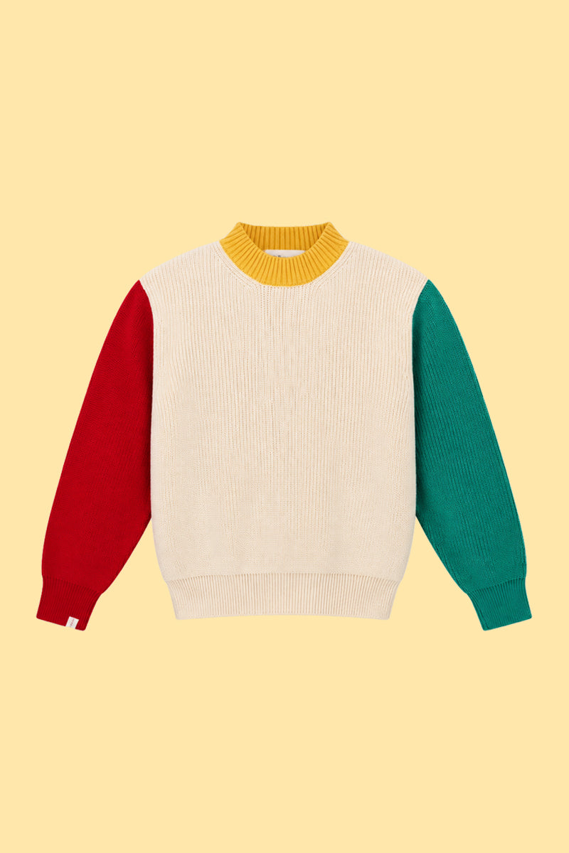 Color Block Sleeve Crew Neck Sweater
