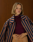 Striped Long Coat With Front Pocket