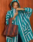 Striped Hooded Long Raincoat