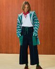 Striped Hooded Long Raincoat